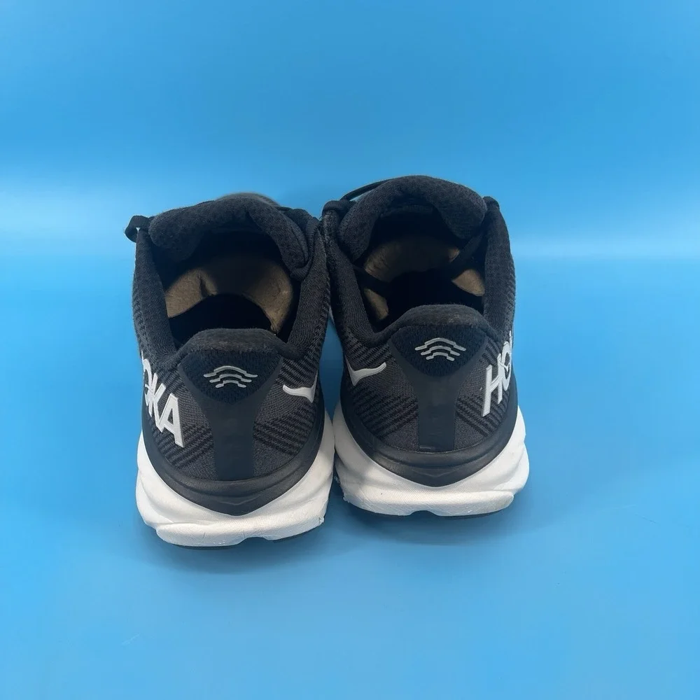 Women's HOKA Clifton 9 Running Shoes – Black/White – Size 9B
